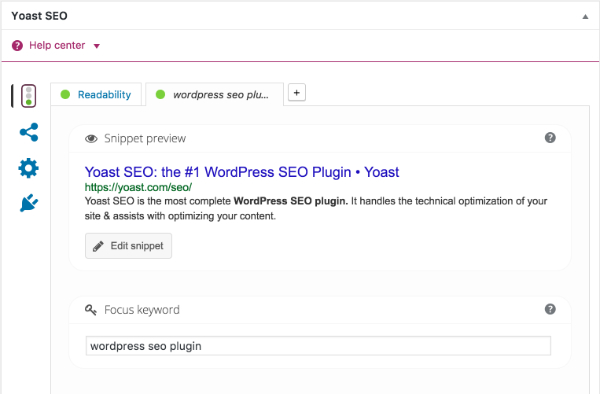 Yoast SEO plugin screenshot